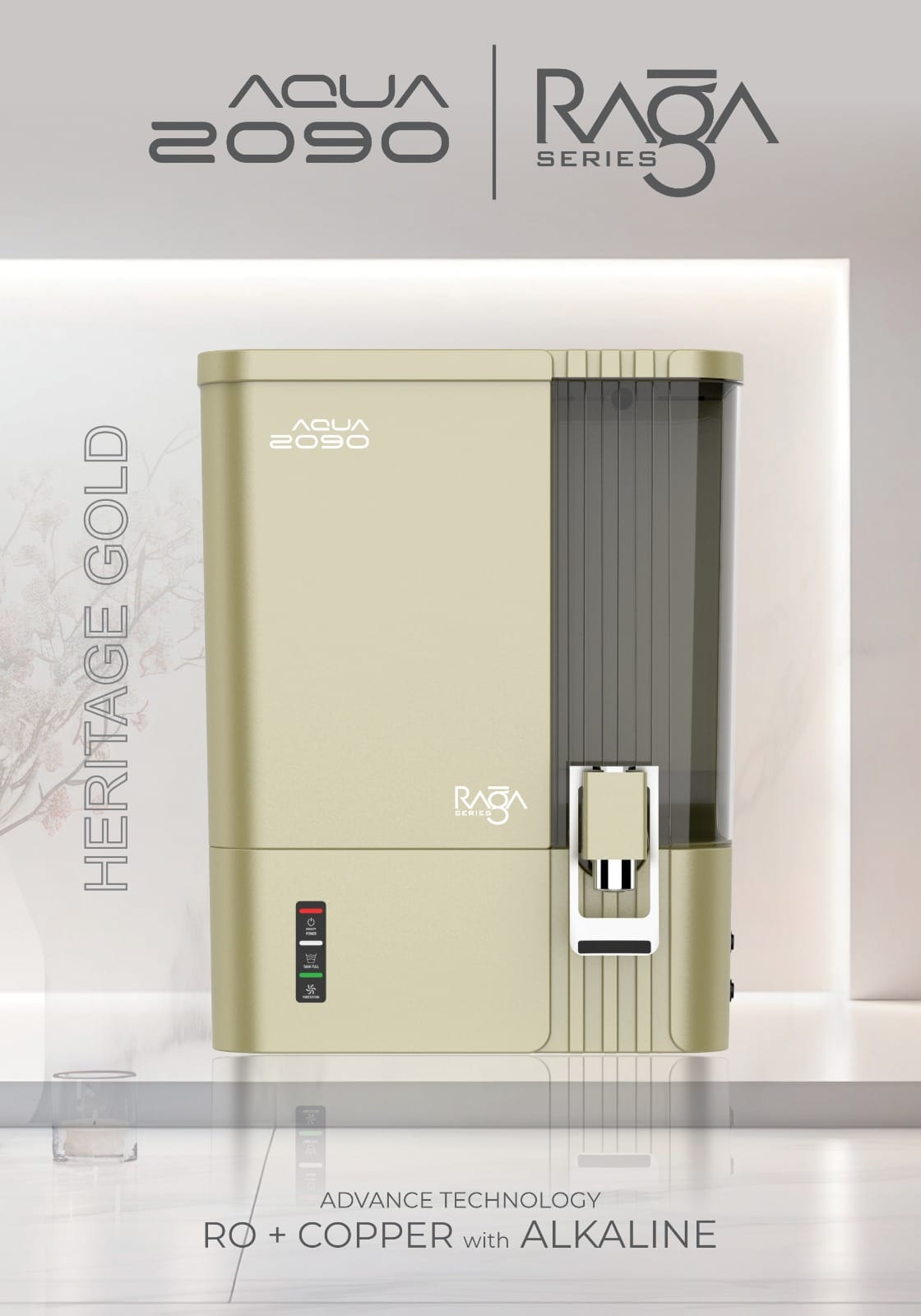 Aqua 2090 Raga RO+UV+UF+ATDS | 2-year filter life | With HD Sediment filter | 2 Free cleaning service | 70% Higher Water Recovery | 8-Stage Purification | India’s No.1 Purifier#