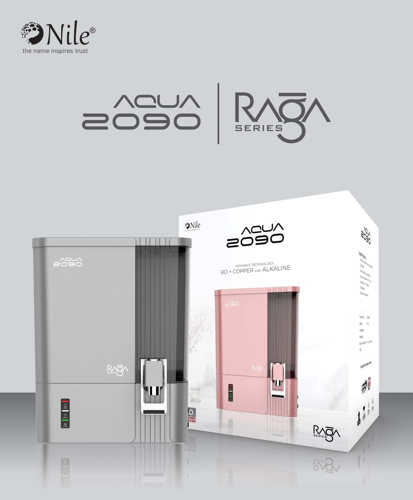 Aqua 2090 Raga RO+UV+UF+ATDS | 2-year filter life | With HD Sediment filter | 2 Free cleaning service | 70% Higher Water Recovery | 8-Stage Purification | India’s No.1 Purifier#