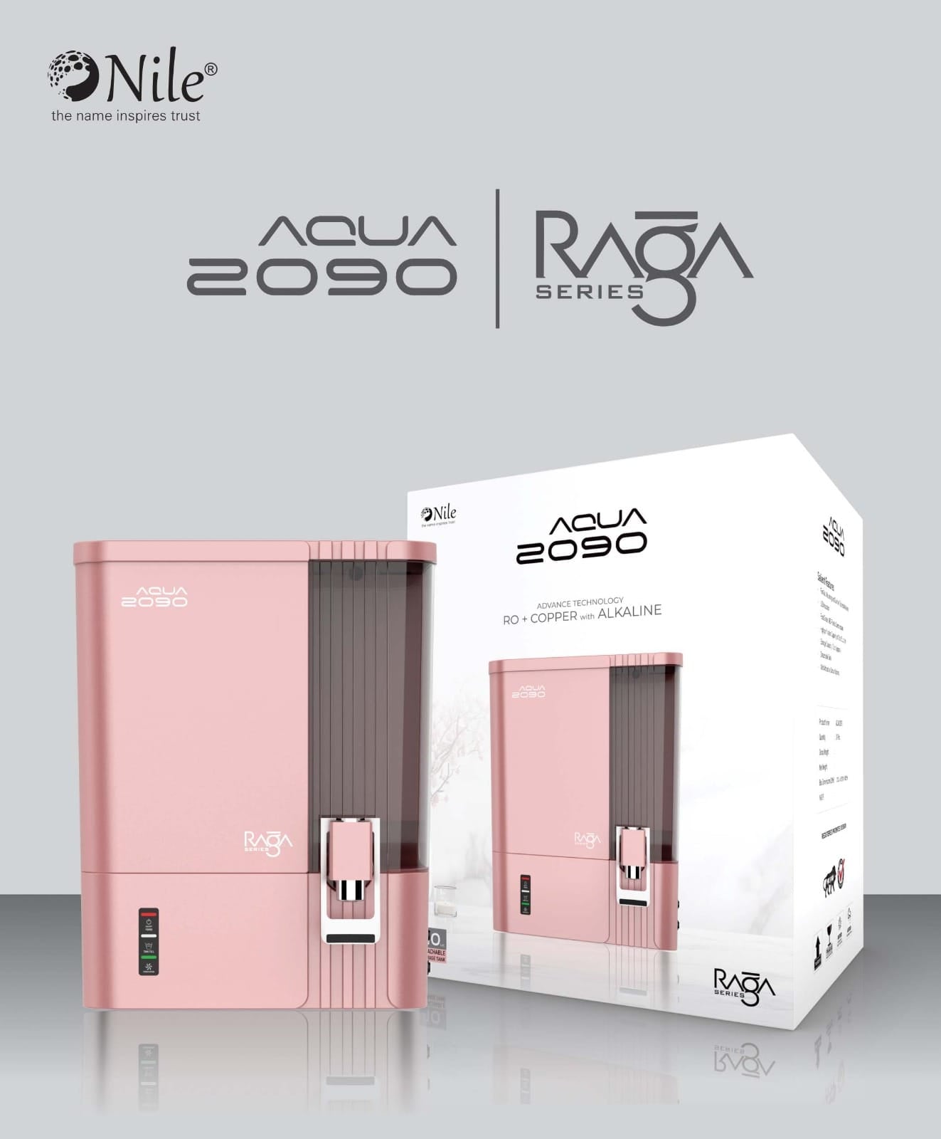 Aqua 2090 Raga RO+UV+UF+ATDS | 2-year filter life | With HD Sediment filter | 2 Free cleaning service | 70% Higher Water Recovery | 8-Stage Purification | India’s No.1 Purifier#