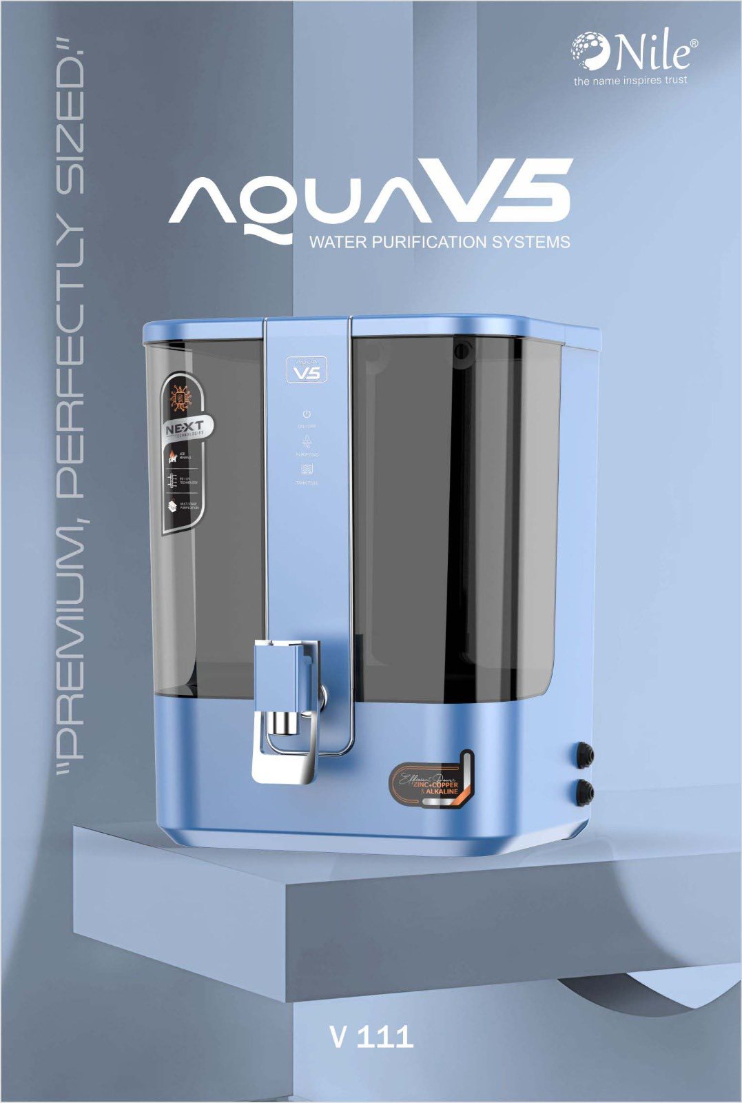 Aqua V5 RO+UV+ATDS | 1-year filter life | With HD Sediment filter | 2 Free cleaning service | 70% Higher Water Recovery | 6-Stage Purification | India’s No.1 Purifier#